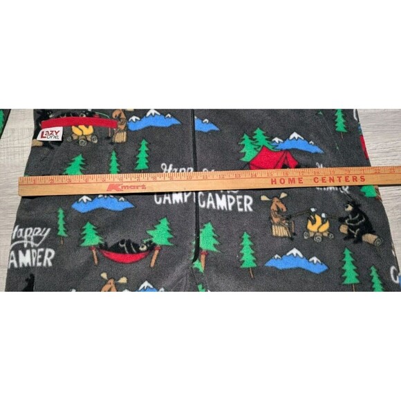 Lazy One Happy Camper Footy Pajamas Zip Up Men's Size Medium w/ Back Rear Flap - Picture 10 of 12